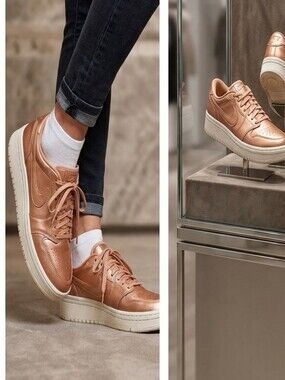 Nike Air Force 1 Metallic Rose Gold Bronze Platform Sneakers Shoes Women's 11.5